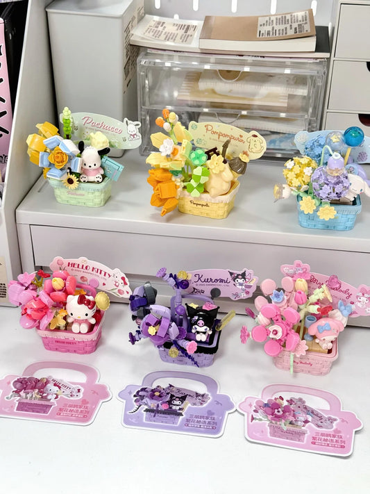 Sanrio flower basket building blocks blind box