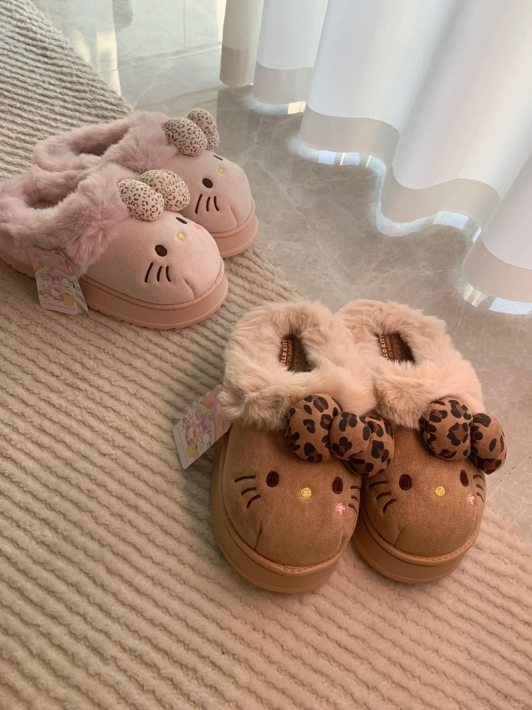 Hello Kitty Fuzzy Slippers Indoor Outdoor Slippers