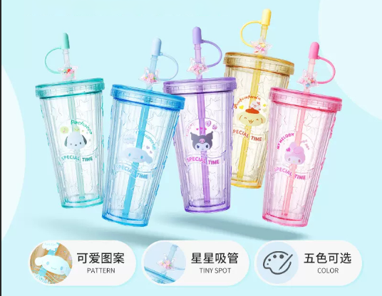 Sanrio's colorful tumbler! Straw drinking is more convenient