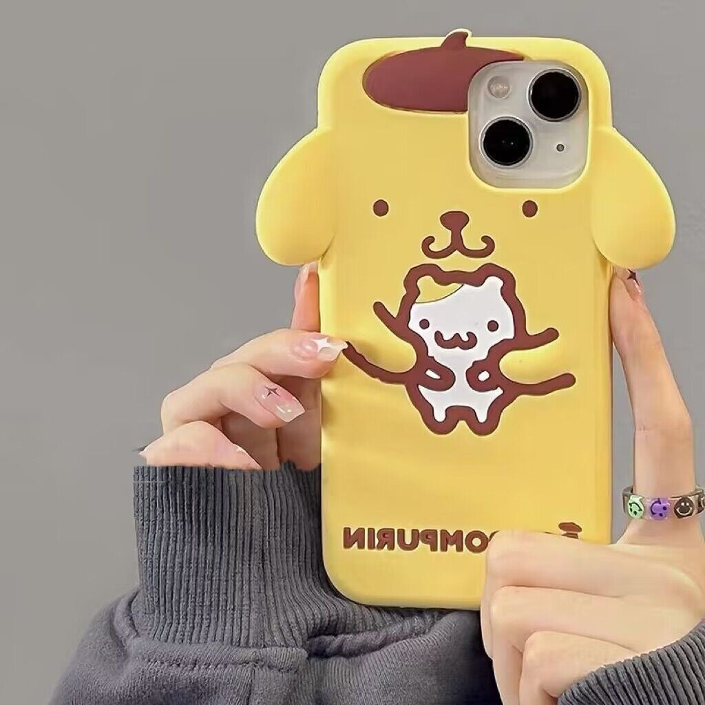 Funda de teléfono de silicona con pompón.