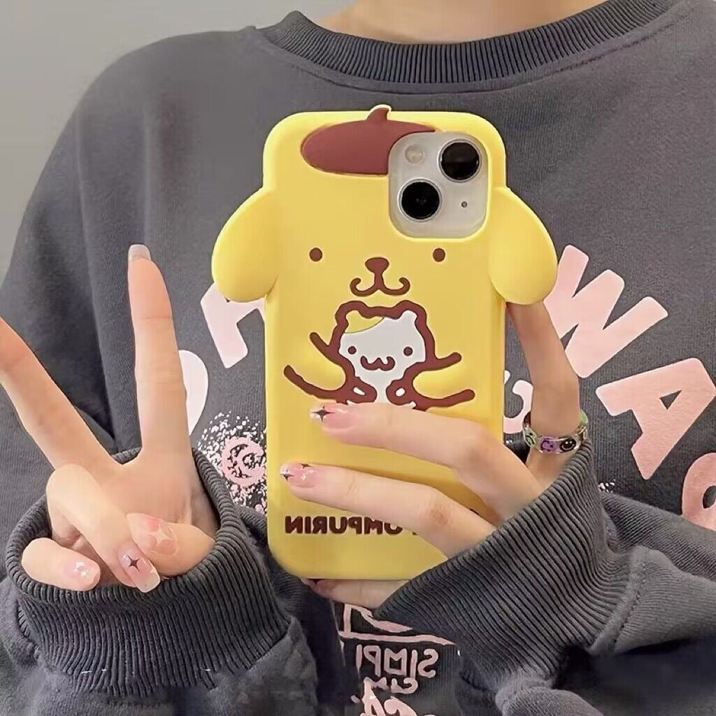 Funda de teléfono de silicona con pompón.