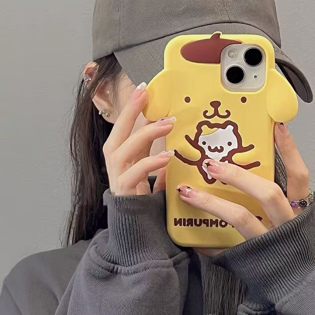 Funda de teléfono de silicona con pompón.