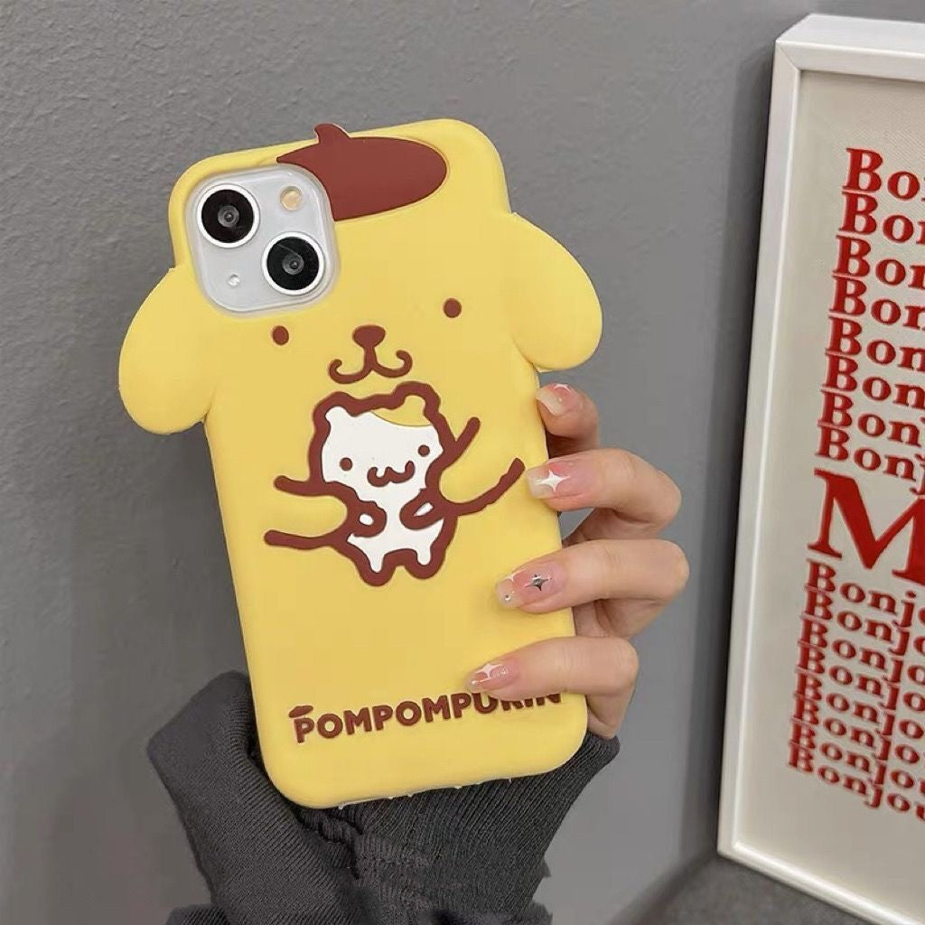 Funda de teléfono de silicona con pompón.