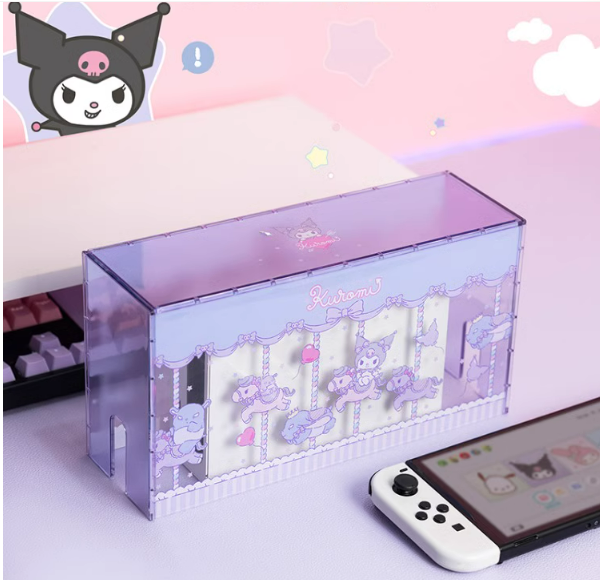 Cubierta de caja de presentación de polvo transparente acrílico para base Switch/OLED