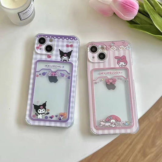 Kuromi / My melody Funda para teléfono con tarjetero
