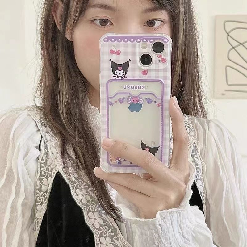 Kuromi / My melody Funda para teléfono con tarjetero