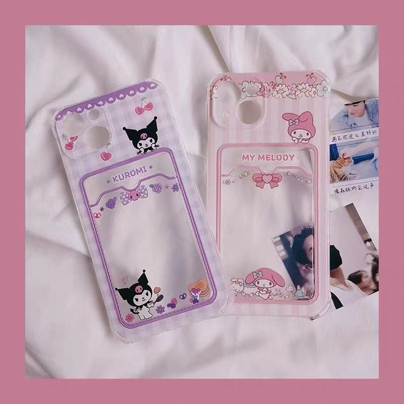 Kuromi / My melody Funda para teléfono con tarjetero