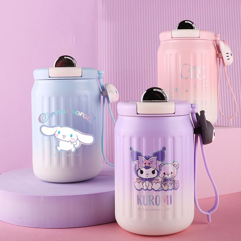 1200ml Sanrio Kuromi Hello Kitty Thermos Bottle Sippy Water Cup Vacuum  Flask Kawaii Stainless Steel High Capacity Insulated Mug