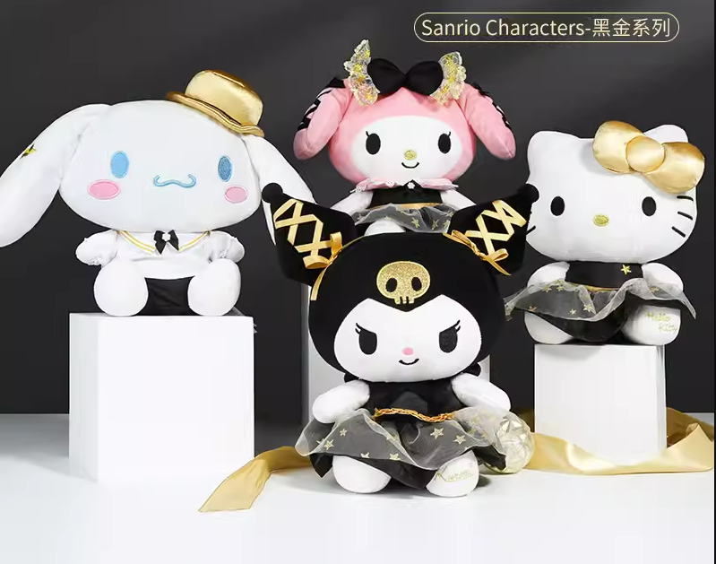 Sanrio Anime Black Gold Series Kuromi Plush Toys Kawaii Room Decoration  Stuffed Animals Doll Pillows Toy For Girl Christmas Gift