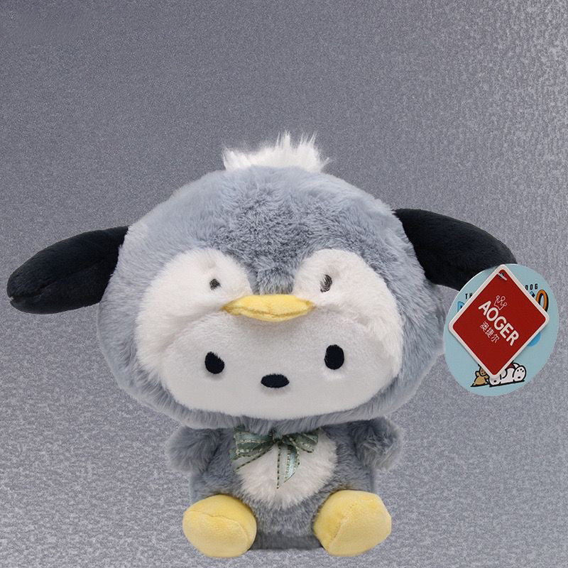Pochacco and cinnamoroll in penguin dress plush doll