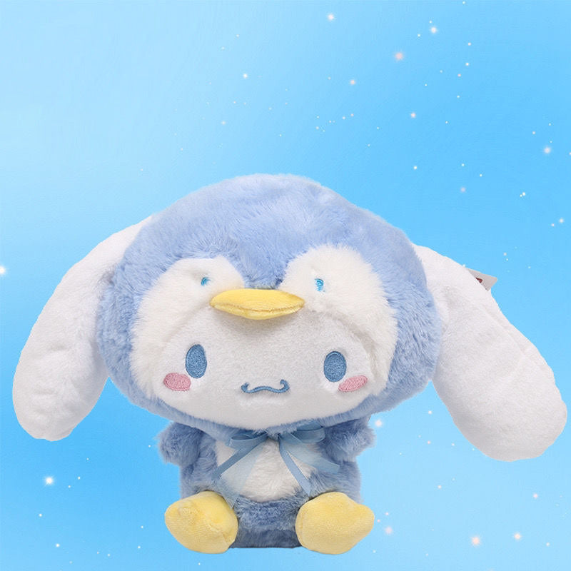 Pochacco and cinnamoroll in penguin dress plush doll
