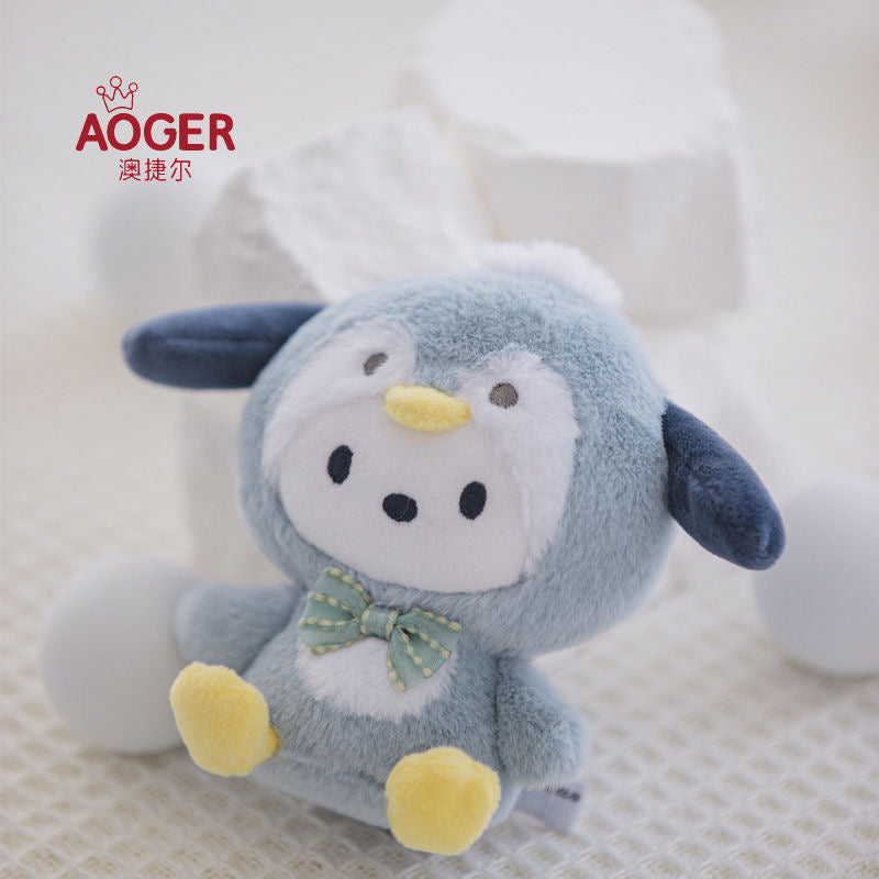Pochacco and cinnamoroll in penguin dress plush doll