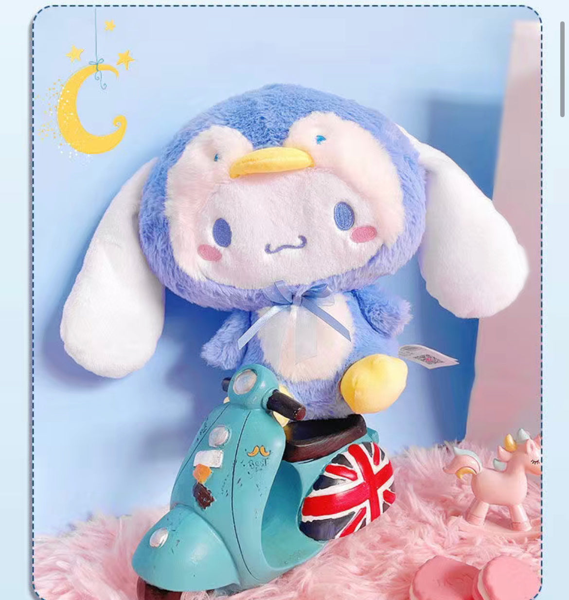 Pochacco and cinnamoroll in penguin dress plush doll