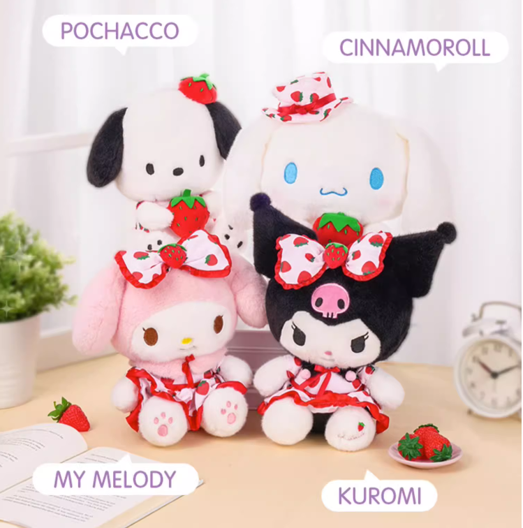 Decoration Strawberryカチューシャ シロ Sanrio Strawberry design Plush Doll Toy 8in – Joykawaii