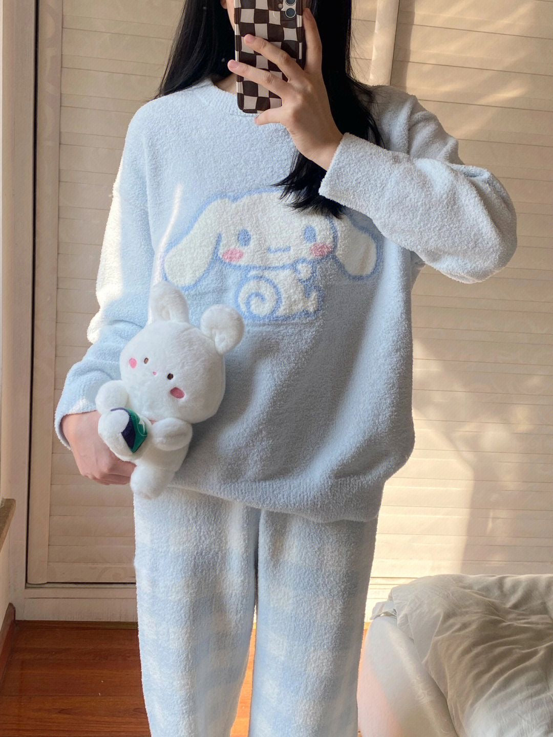 Cinnamoroll fuzzy thick thermal Long Sleeve Loungewear Set
