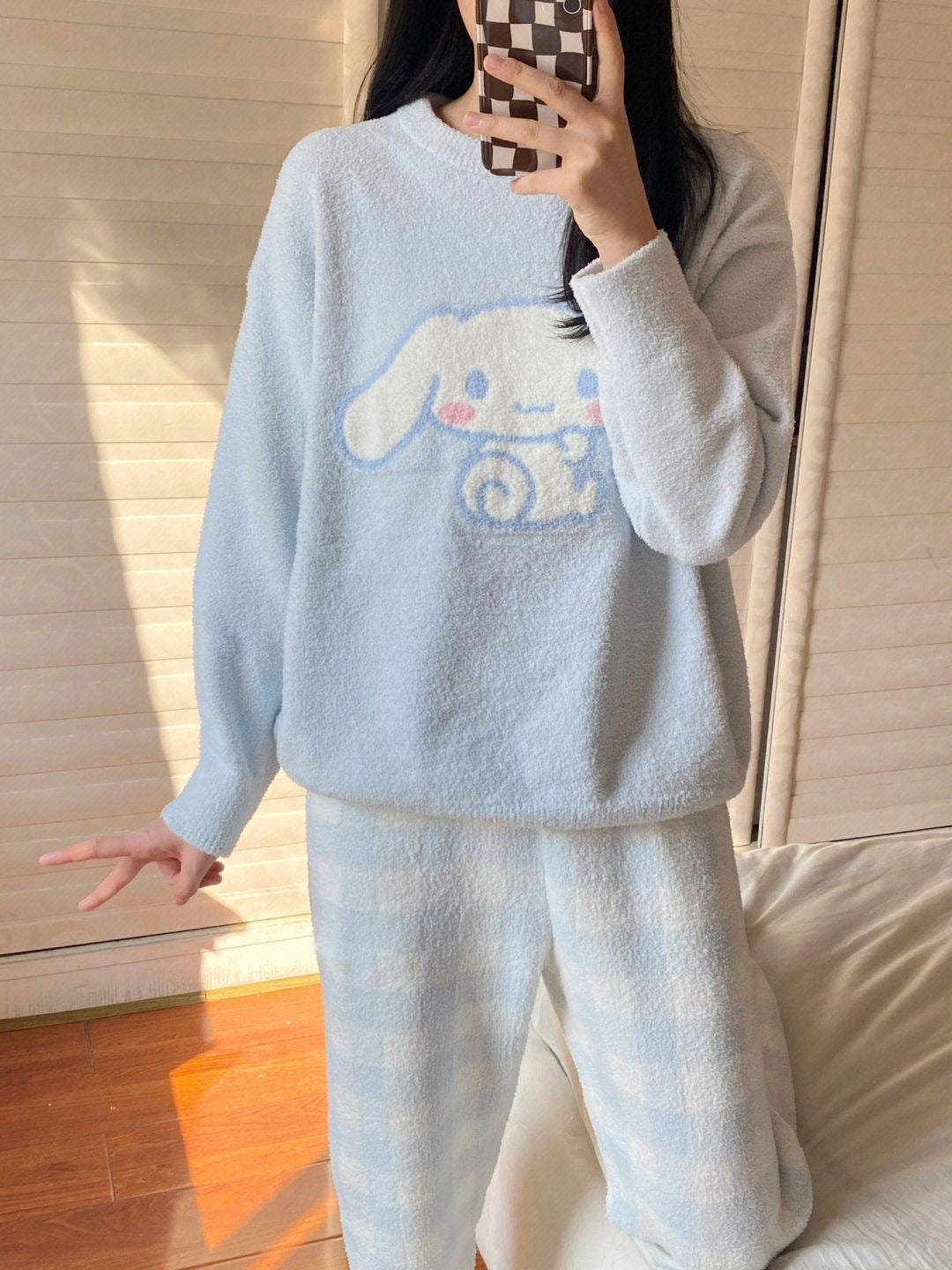 Cinnamoroll fuzzy thick thermal Long Sleeve Loungewear Set