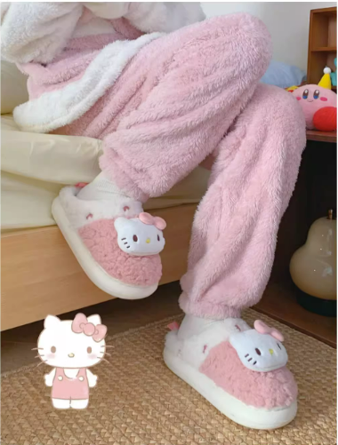 Zapatillas de estar por casa con pantuflas peludas de felpa Sanrio