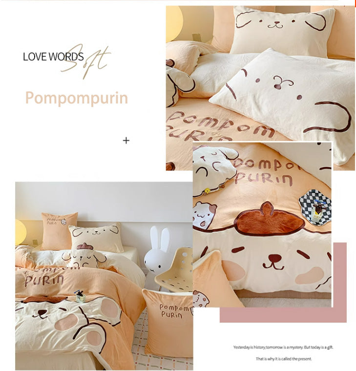 Sanrio Milk Velvet  Bedding Sheet Super Soft Thickened Winter Warm Sheet