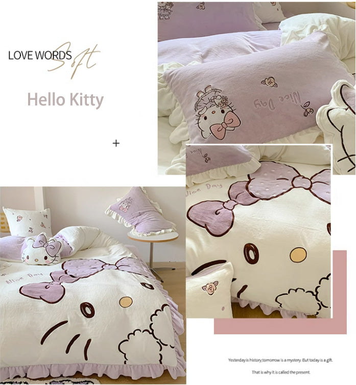 Sanrio Milk Velvet  Bedding Sheet Super Soft Thickened Winter Warm Sheet