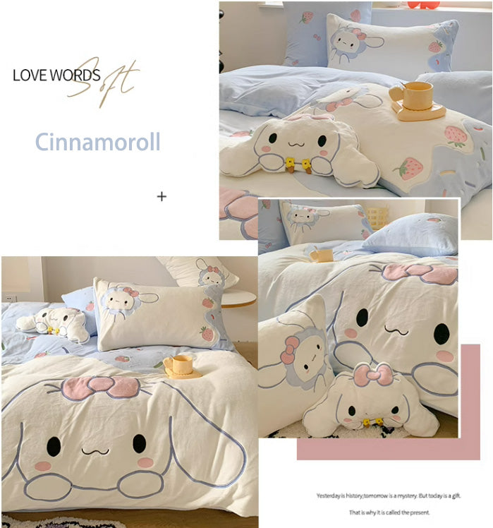 Sanrio Milk Velvet  Bedding Sheet Super Soft Thickened Winter Warm Sheet
