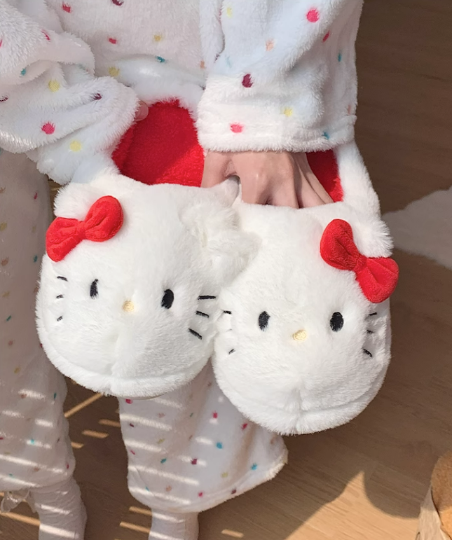Hellokitty Fuzzy Slippers Cute House Slippers