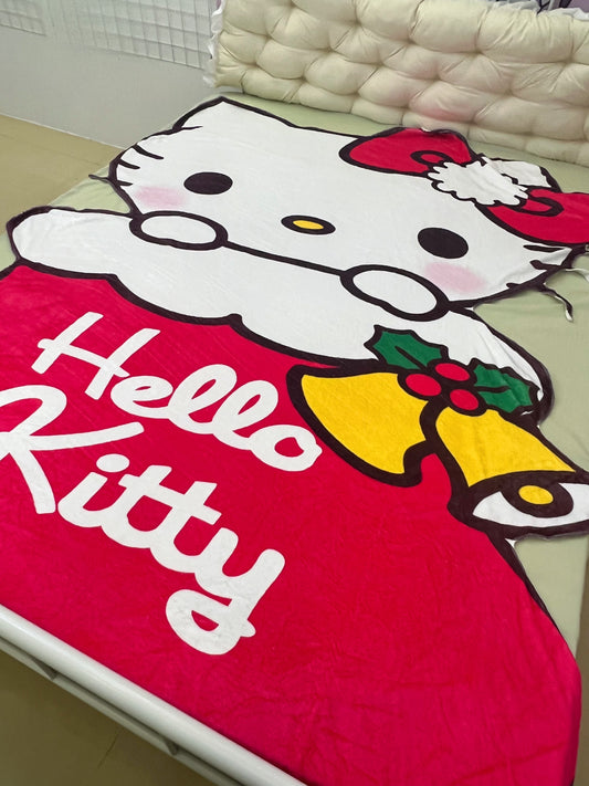 Hello Kitty Shaped Christmas   Blanket Flannel Throw Blanket