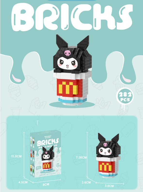 Sanrio Snacks  Building Blocks Ice Cream Sanrio Particles Assembled Building Blocks Toys Dolls