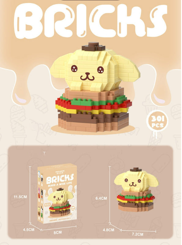 Sanrio Snacks  Building Blocks Ice Cream Sanrio Particles Assembled Building Blocks Toys Dolls