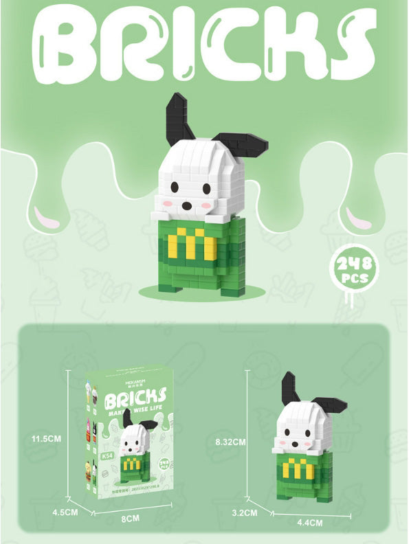 Sanrio Snacks  Building Blocks Ice Cream Sanrio Particles Assembled Building Blocks Toys Dolls