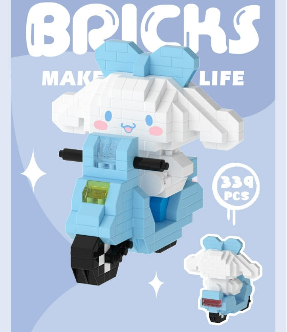 Sanrio riding a motorcycle Building Blocks Assembled Building Blocks Toys Dolls