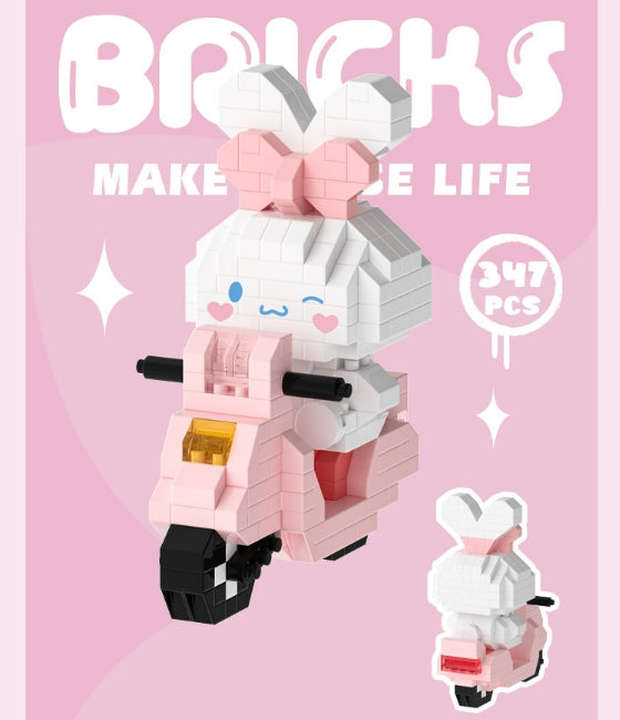 Sanrio riding a motorcycle Building Blocks Assembled Building Blocks Toys Dolls