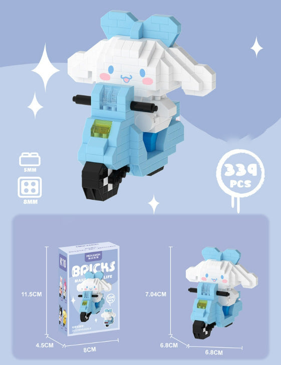 Sanrio riding a motorcycle Building Blocks Assembled Building Blocks Toys Dolls