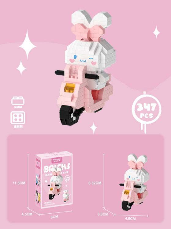 Sanrio riding a motorcycle Building Blocks Assembled Building Blocks Toys Dolls