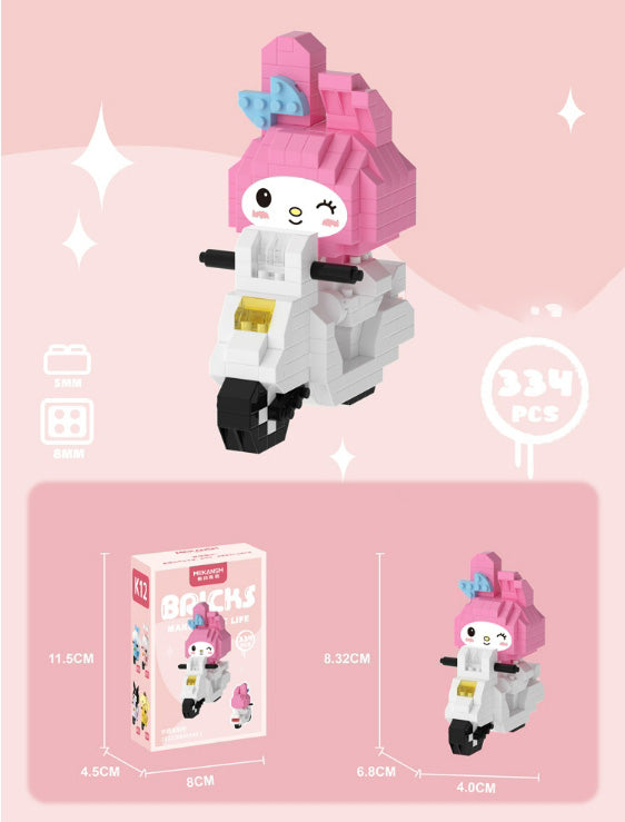 Sanrio riding a motorcycle Building Blocks Assembled Building Blocks Toys Dolls