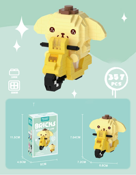 Sanrio riding a motorcycle Building Blocks Assembled Building Blocks Toys Dolls
