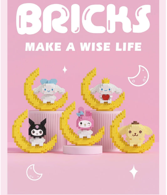 Sanrio moon design Building Blocks Assembled Building Blocks mini Toys Dolls with light