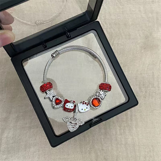 Hello Kitty Bracelets Stainless Steel Bangle Bracelet  Gift for Women Girls