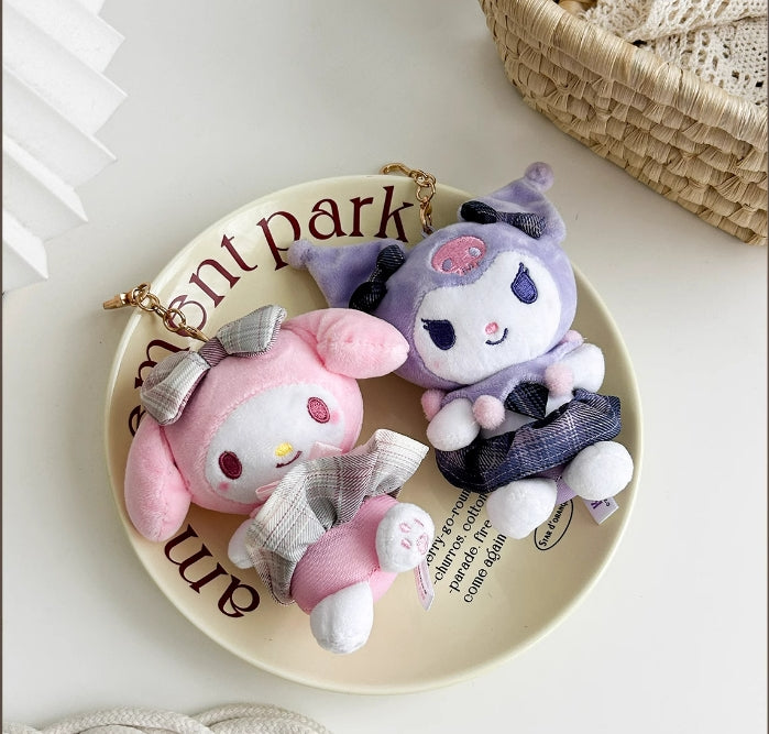 Kuromi and My Melody JK uniform Plush Pendant