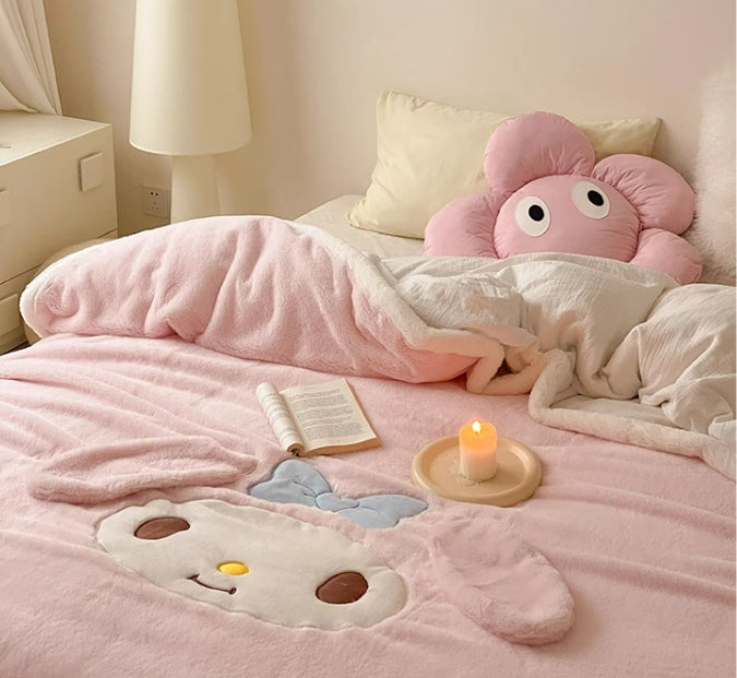Sanrio Plush Blanket Double-layer Thickened Winter Office Nap Blanket Sofa Noon Nap Coral Velvet Blanket