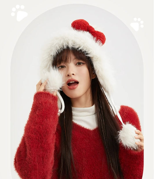 Hello Kitty Plush Hat Fuzzy Cute Hat