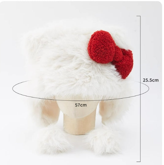 Hello Kitty Plush Hat Fuzzy Cute Hat