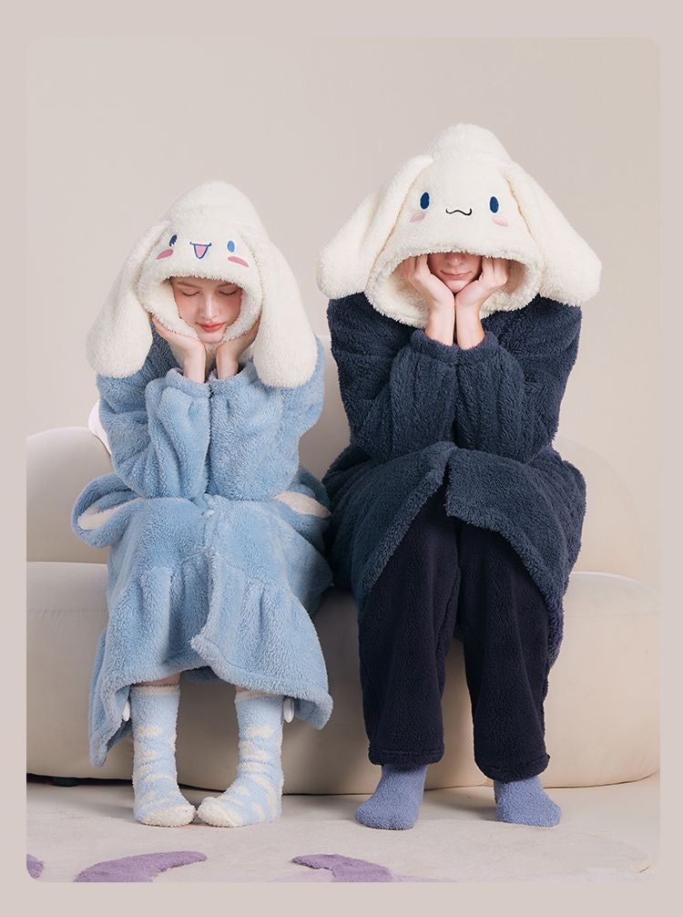  Women's Cute Bunny Ears Pajama Set Fluffy Fleece Teen