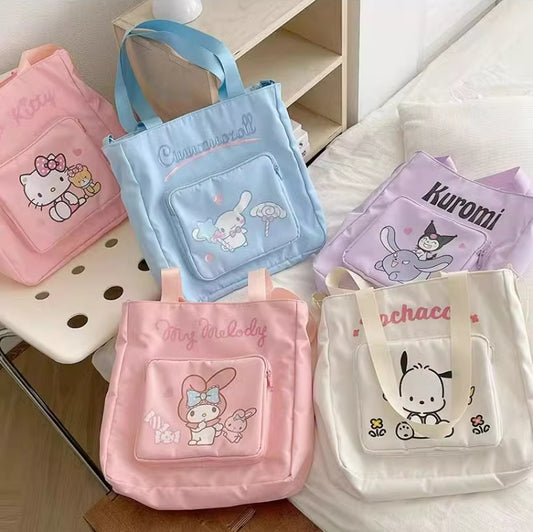 Sanrio Double layer shoulder crossbody bag tutoring bag large capacity file bag