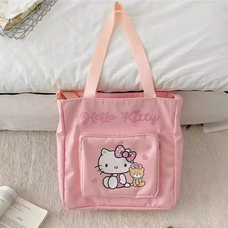 Sanrio Double layer shoulder crossbody bag tutoring bag large capacity file bag