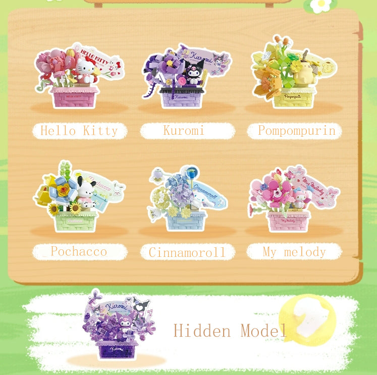 Sanrio flower basket building blocks blind box