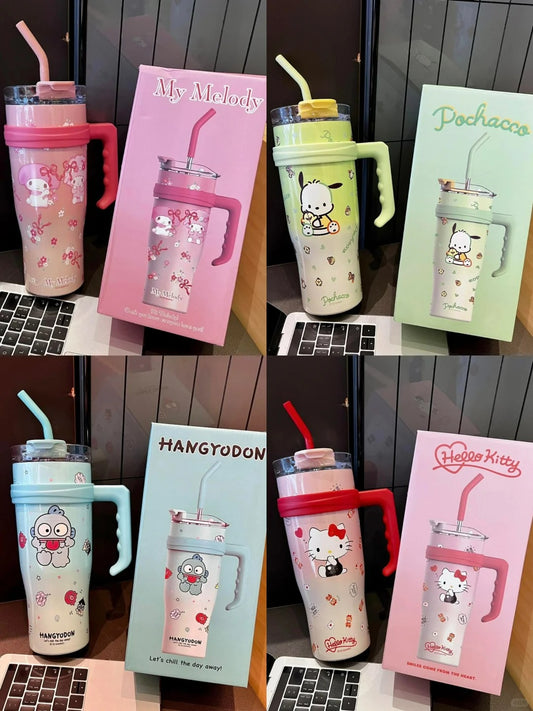 Sanrio Character Vacuum Cup  with Straw Handle 1200ml