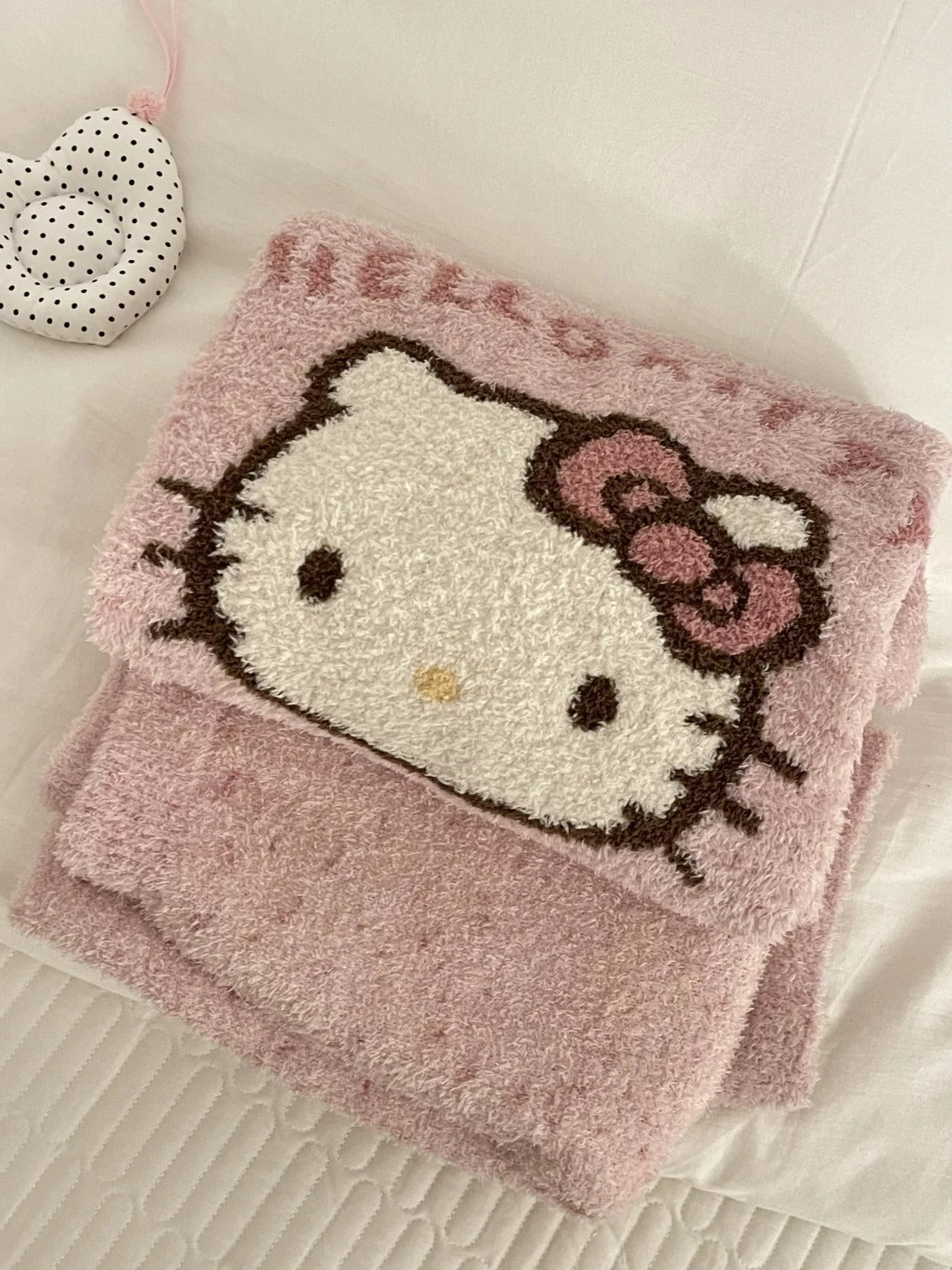 Hello Kitty fuzzy Long Sleeve Lounge wear Pajama Set