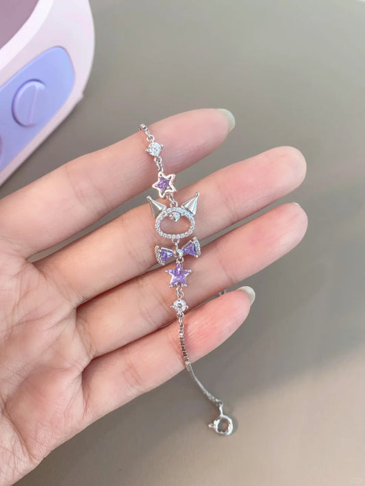 Sanrio Sterling Silver Cute Bracelet  Birthday Christmas Jewelry Gifts for Women Girls(gift box)
