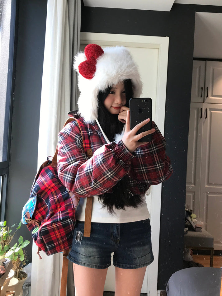 Hello Kitty Plush Hat Fuzzy Cute Hat