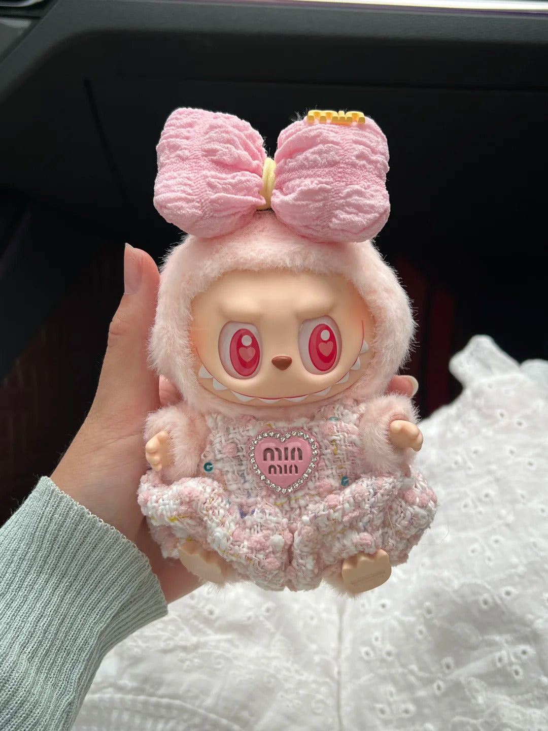 Labubu Pink Outfit Pink Dress + Pink bow (No doll)